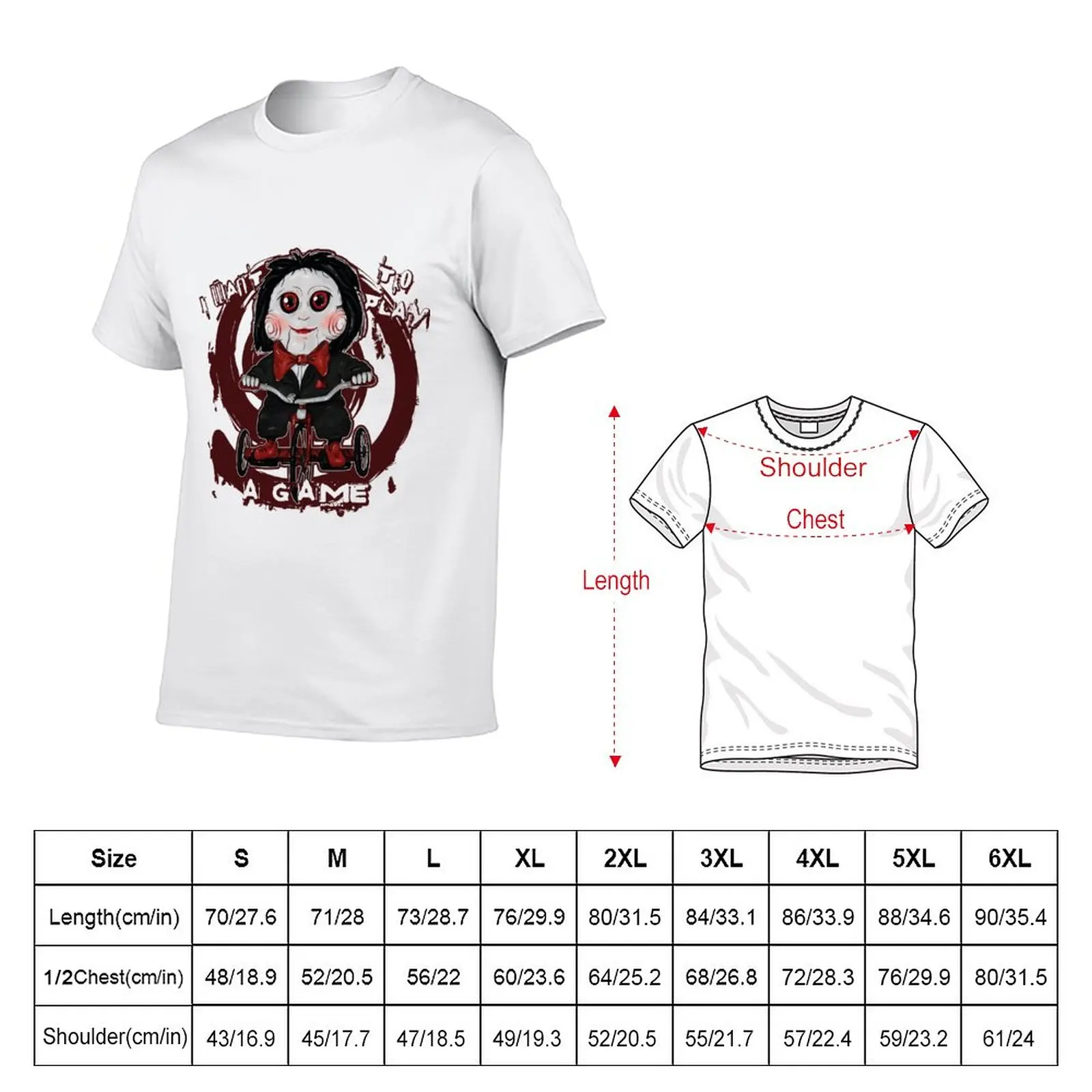 New Saw doll with Tricycle T-Shirt black t shirt plus size t shirts mens big and tall t shirts