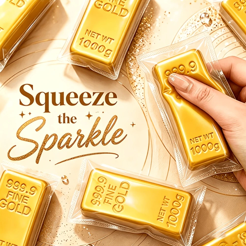 Brick Shaped Decompression Toy, Simulated Gold Bar Squeezing Toy, Rebound Material, Adhd Anti Anxiety Fidget Toy,New Year'S Gift