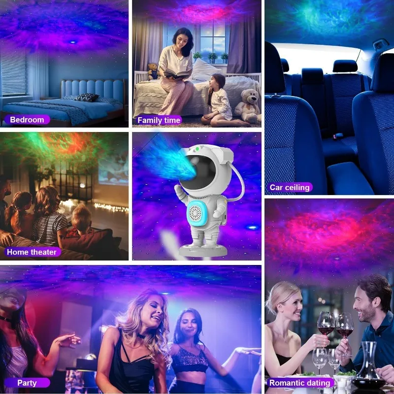 Colorful Astronaut Projection Light with Remote Control Colorful Ambient Light Bedroom Starry Night Light Children's Gift