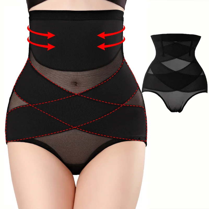 Women Cross Body Shaper High Waist Panties Tummy Control Shapewear Panty Female Butt Lifter Briefs Breathable Slimming Underwear