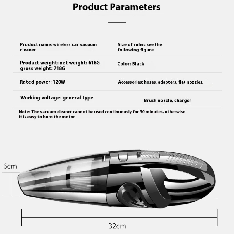 Aspirador portátil de carga rápida para coche 1PCS, recargable, fuerte succión