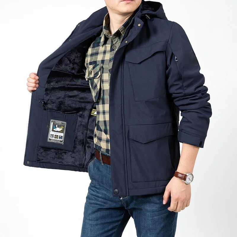 

Mens Hooded Casual Outwear Coats Men Puffer Jackets Outdoor Hooded Coat Casual Windbreaker Thick Warm Coat Men Jacket