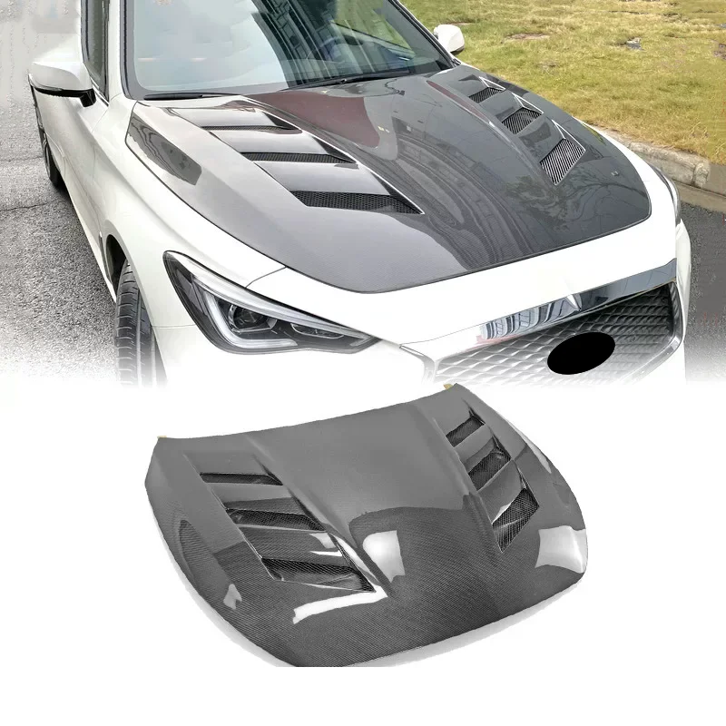 

Карбоновый кожух двигателя для Infiniti Q60 CV37, модифицированный капот с воздухозаборником, комплект обвеса, автомобильные аксессуары