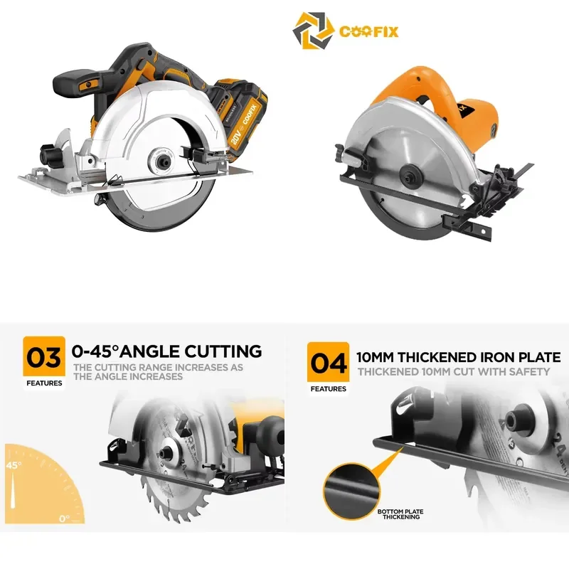 

【CHIMU HOME】 18V Cordless Circular Saw with 4.5 Inch Blade for Wood Cutting