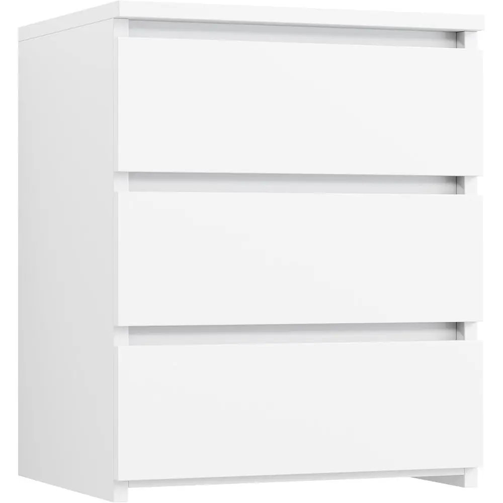 

Table Set (2 Pieces), White, with 3 Drawers, White Bedside Table, Bedroom Bedside Table, Openwork Handles bedside table