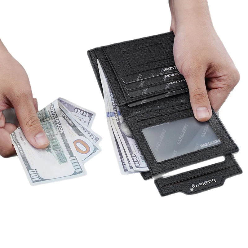 Men's Slim Bifold Wallets Canvas Minimalist Purses with Removable ID Window Passcase & Credit Card Holder Wallet for Men Gifts