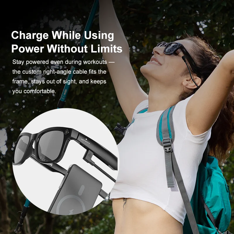 IMIKI Ai Smart Glasses Video-opname Vertaling Bluetooth-oproep met HD-camera lenzen Vervangbare sportzonnebril Heren Dames