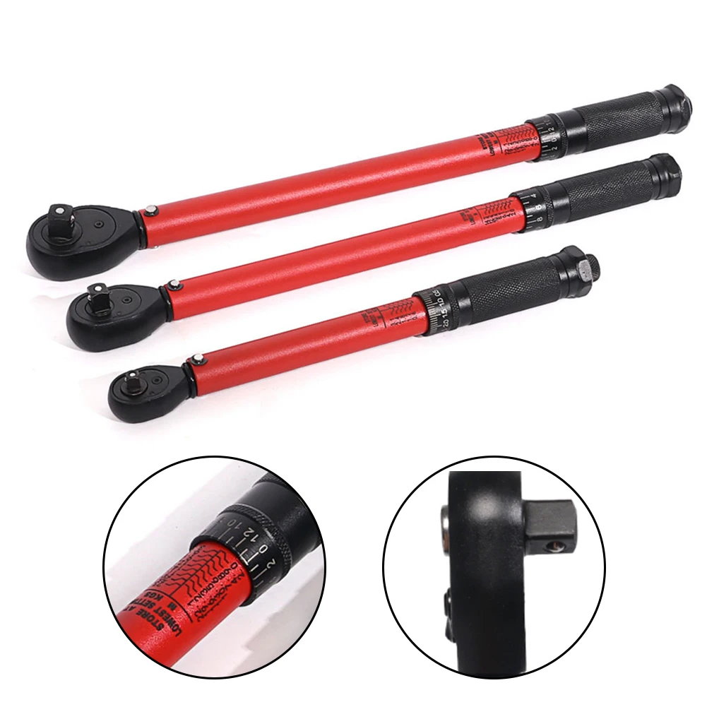 3-230N.m Torque Wrench Round Tube High Precision Adjustable 1/2'' 3/8'' 1/4'' Torque Wrench Car Bike Automotive Hand Tools