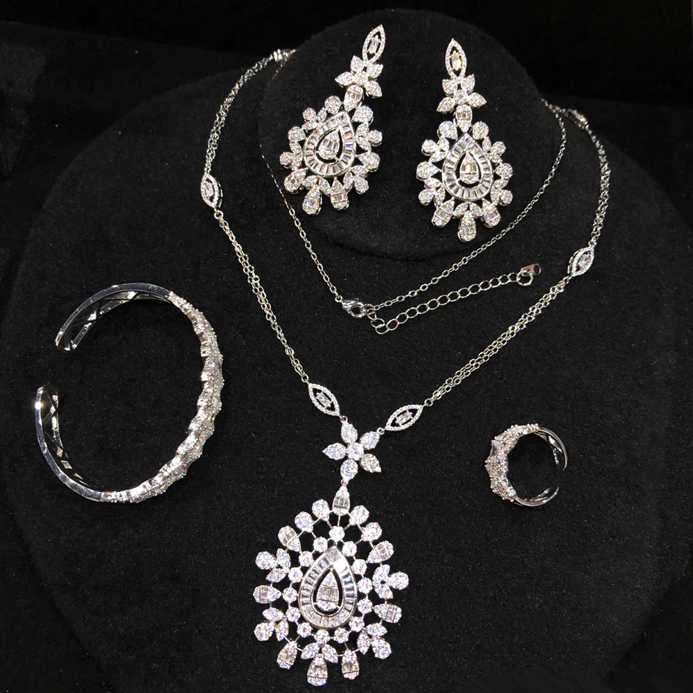 

Missvikki Original Sexy Jewelry Sets Necklace Earrings Bangle Ring Splicing Set For Women Wedding Party Fashion Accessories