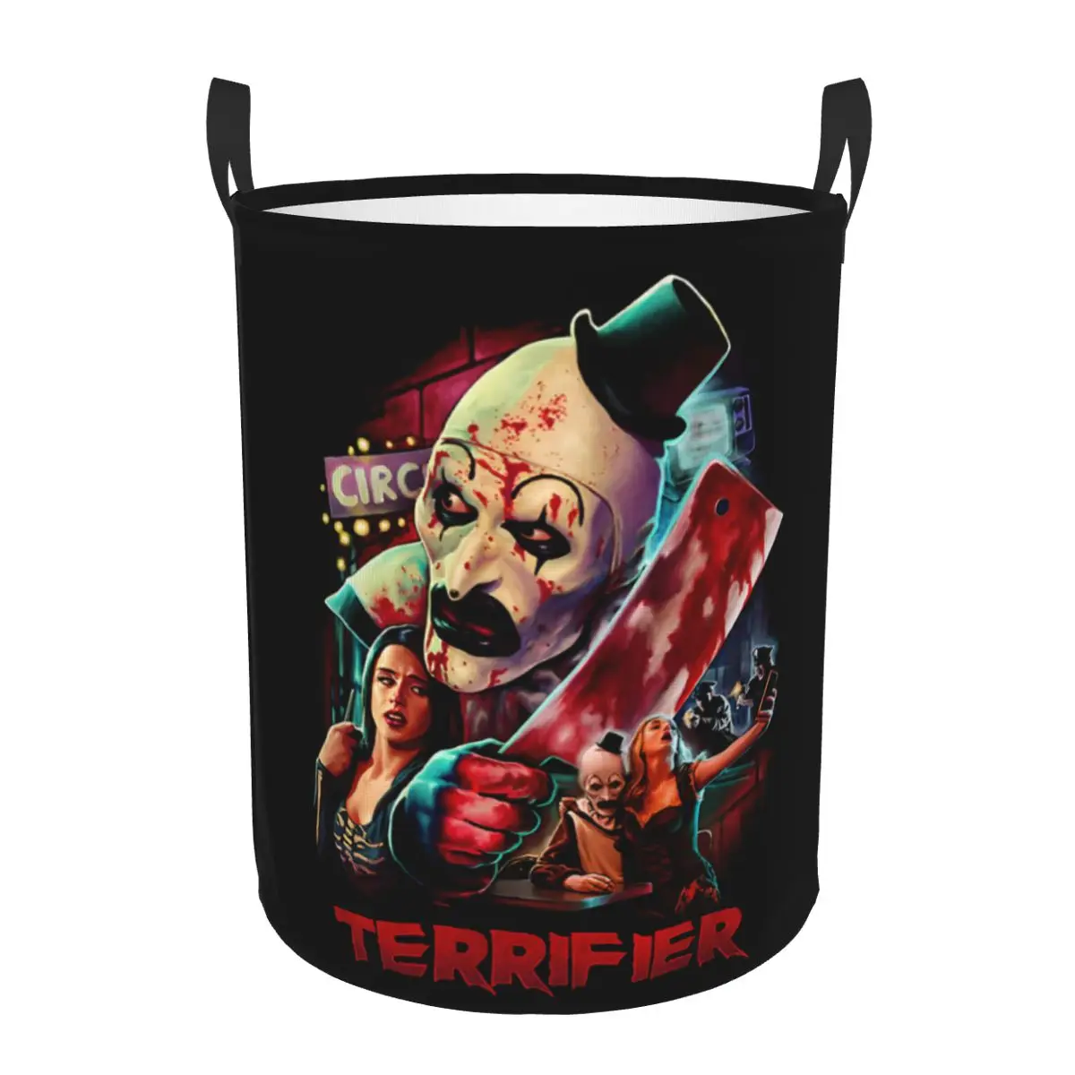 Custom Horror Movie T-Terrifiers Print Laundry Hamper Large Clothes Storage Basket Toy Bin Organizer for Kids