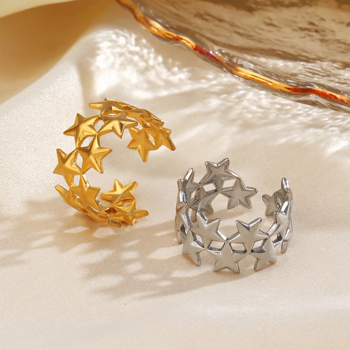 Minimalist Style Pentagram Open Ring Neutral Vintage Jewelry Stainless Steel Stackable Rings Couples Gift Items Кольцо Ж