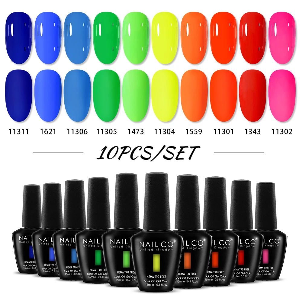 ネイルコ-15ml-10個-セット-ブルーカラージェル-uvネイルポリッシュ-ジェルネイルポリッシュ-パープルネイル-ラキエリー-エスマルテ-トップベース-ネイルアートデザイン-ベルニ