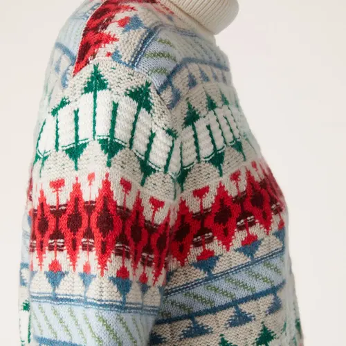 NIGO LP 여성용 자카드 하이넥 풀오버 캐시미어 긴팔 니트 스웨터, 가을 및 겨울 # nigo61172 