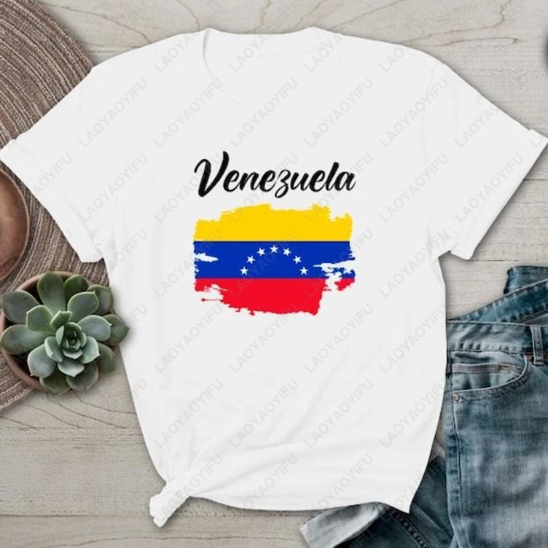Venezuela T-shirt I Support Flag Free Graphic Shirt Vintage Harajuku Casual Wear Unisex High Quality Cotton Short-sleeve Tees