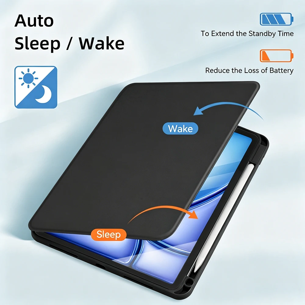 For iPad mini Air Pro 1 2 3 4 5 6 7 8 9 10 11 8.3 9.7 10.2 10.5 10.9 11 12.9 13 360 Degree Rotating Acrylic Case Auto Wake/Sleep view 3