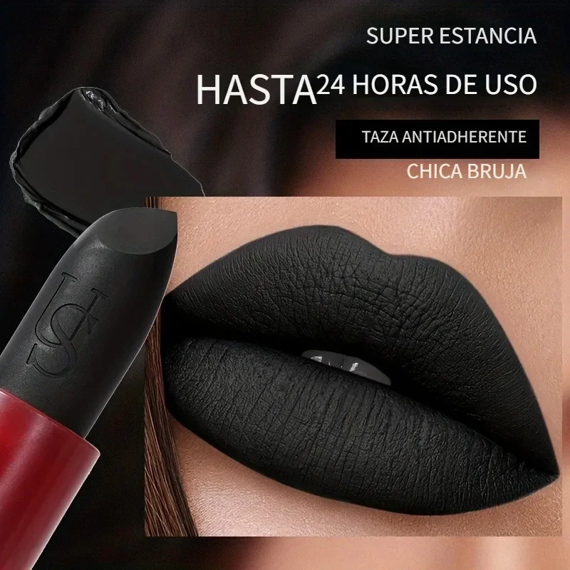 USHA's Black Lipstick Halloween Ready-to-Ship Waterproof Long-Lasting Matte Lip Makeup Lip Gloss for Cross-Border Shopping