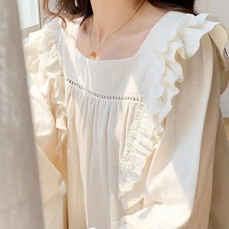 Women's Long Sleeved Long Pant Bow Tie Pajama Set Women Autumn Winter New Fashion Princess Style Home Clothe Soft Two-Piece Set