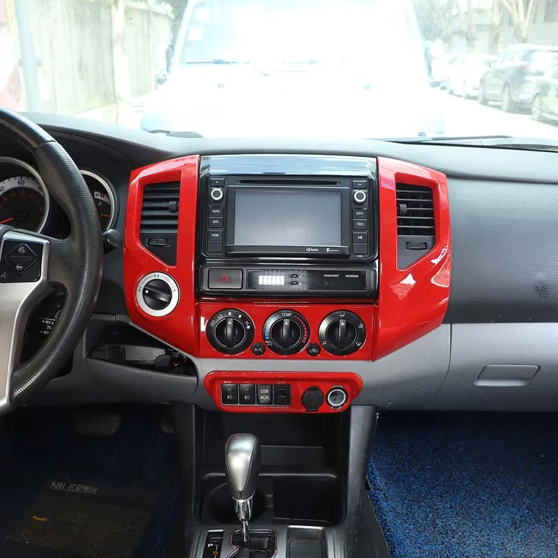 

Для Toyota Tacoma 2011-2015 ABS углеродное волокно автомобиля центральное управление воздуховыпускной рамка крышка отделка наклейка аксессуары для интерьера автомобиля