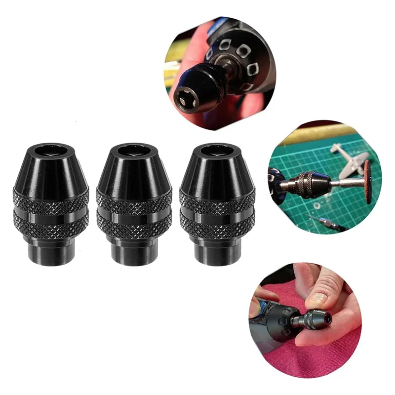 Multi Quick Change Keyless Chuck For Dremel 4486 Rotary Tools 3000 4000 7700 8200 (5Pack), Black-X59A view 3