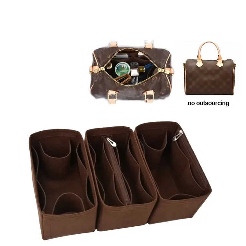 Tragbarer Filz einsatz Damen Kosmetik tasche Organizer Einsatz mit Reiß verschluss Tasche Shaper Lagerung Innen tasche fit für schnelle 25 30 35