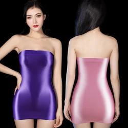 YAULAANG Summer Sexy Bodycon Dress Sleeveless Tight Dress Shiny Glossy Sheer Micro Mini Dress Party Clubwear for Women