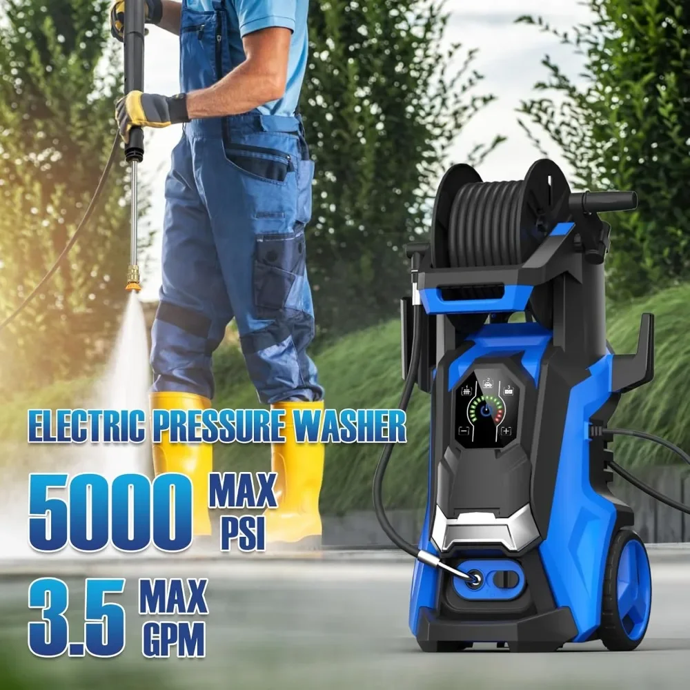 5000 PSI 3.5 GPM Power Washer Touch Screen Adjustable Pressure,4 Nozzles and 500ml Foam Cannon Cleaning for Patio