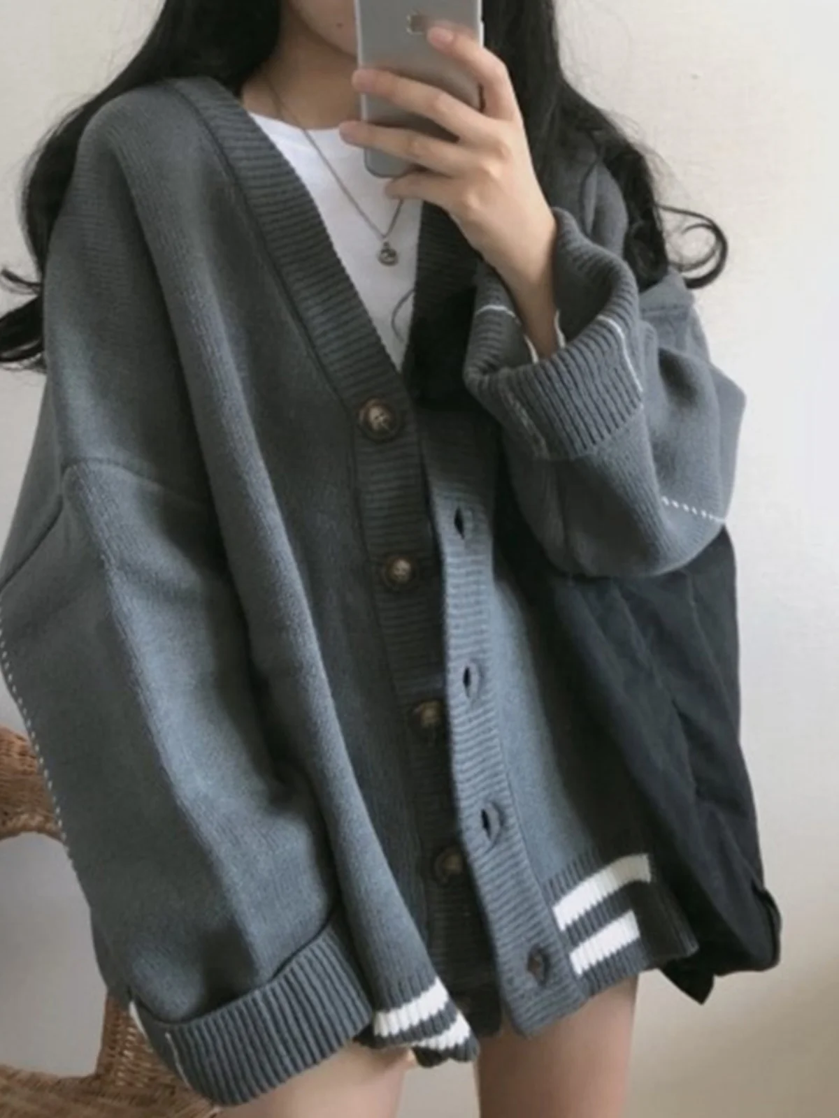 

Korean Sle Thiened Warm Knitted Sweater Cardigan Women's Lazy Sle Long Sve Casual Outerwear Autumn Winter Loose Fit