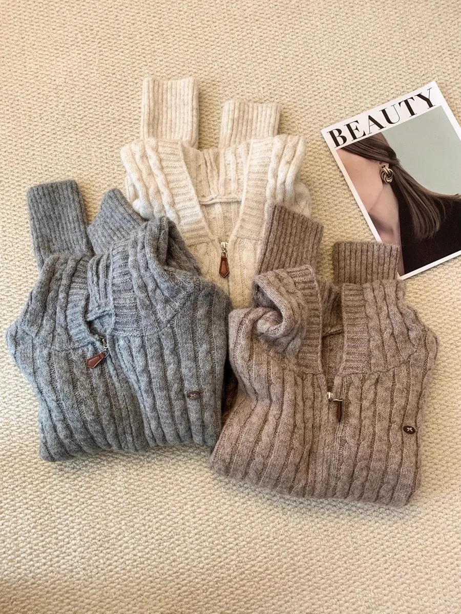 

Soft Cozy Hooded Sweater Jaet Women's Loose Outerwear Autumn Winter Faion Sweet Sle High Waist Long Sve Zipper Closure