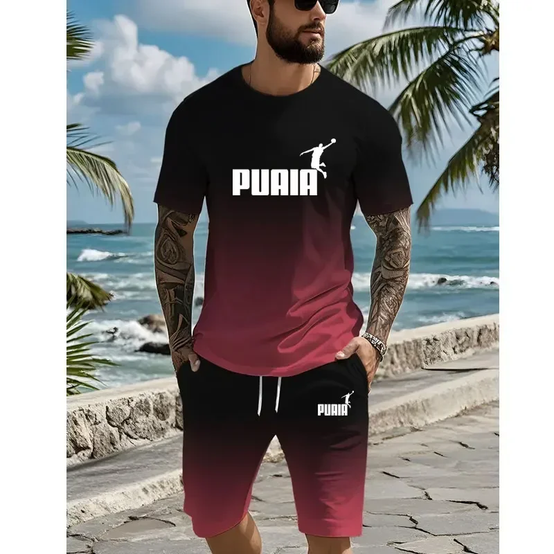 Mode Sport Casual shorts met korte mouwen Tweedelig Straat Dagelijks Harajuku Herenpak Zomer Nieuw los digitaal printenpak