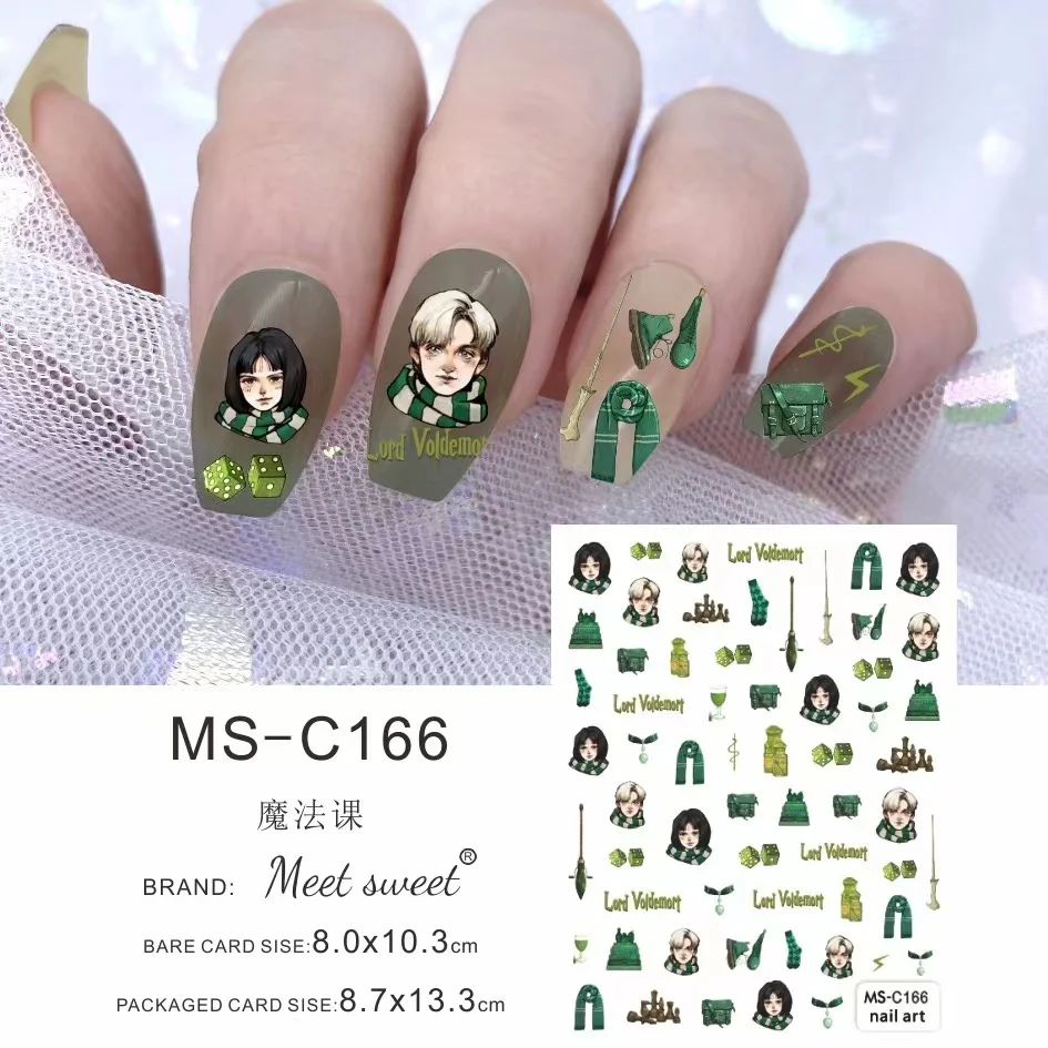 Miniso New Anime Figure Harry Potter Nail Stickers Magic Nail Supplies Nail Art Decal Harry Potter Wizard Hat Stickers For Nails