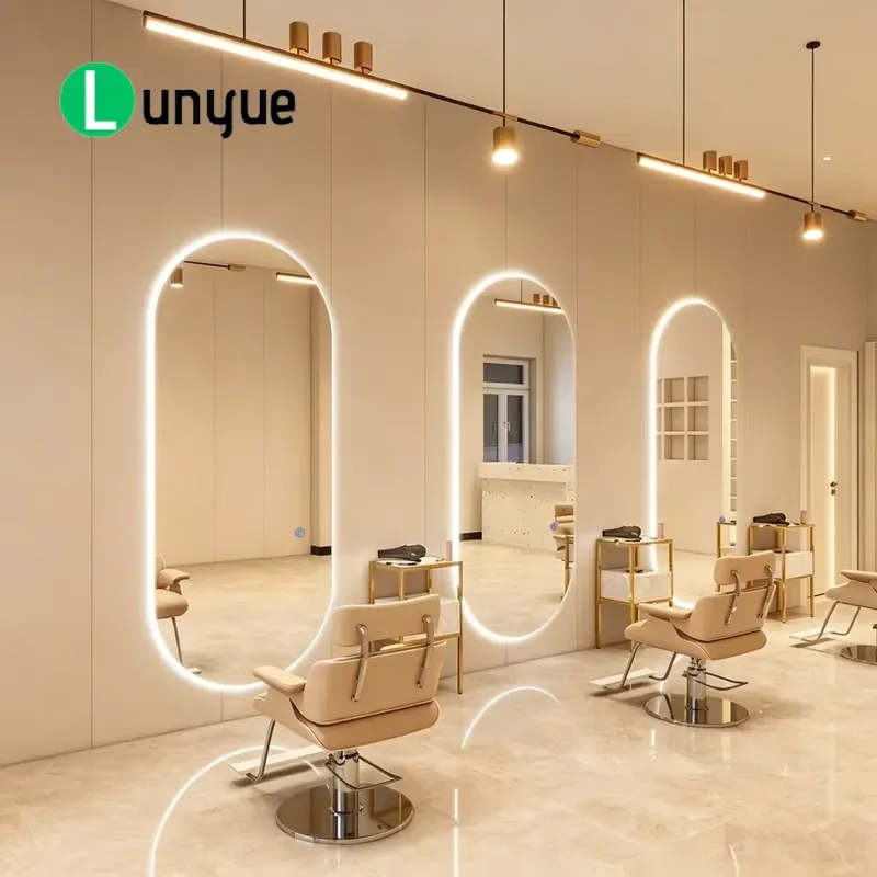 Hair mirror table Hair special mirror Full set of LED lights Single-sided mirror Hotel bedroom Wall-mounted smart