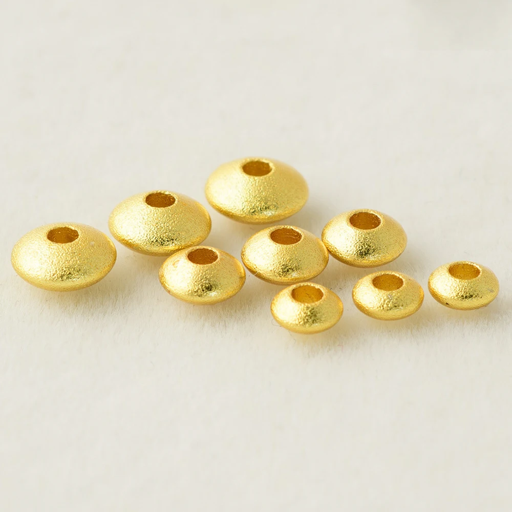 REGELIN 50 pieces Copper Gold color Round Loose Bead Pendants Spacer Beads for DIY Jewelry Making Charms Bracelet Finding