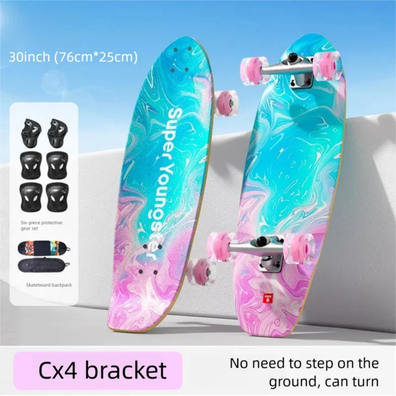 

Children's Land Surfboard 30-inch S7 Beginner No Push-off Land Surfboard Outdoor Street Skateboard for Commuting