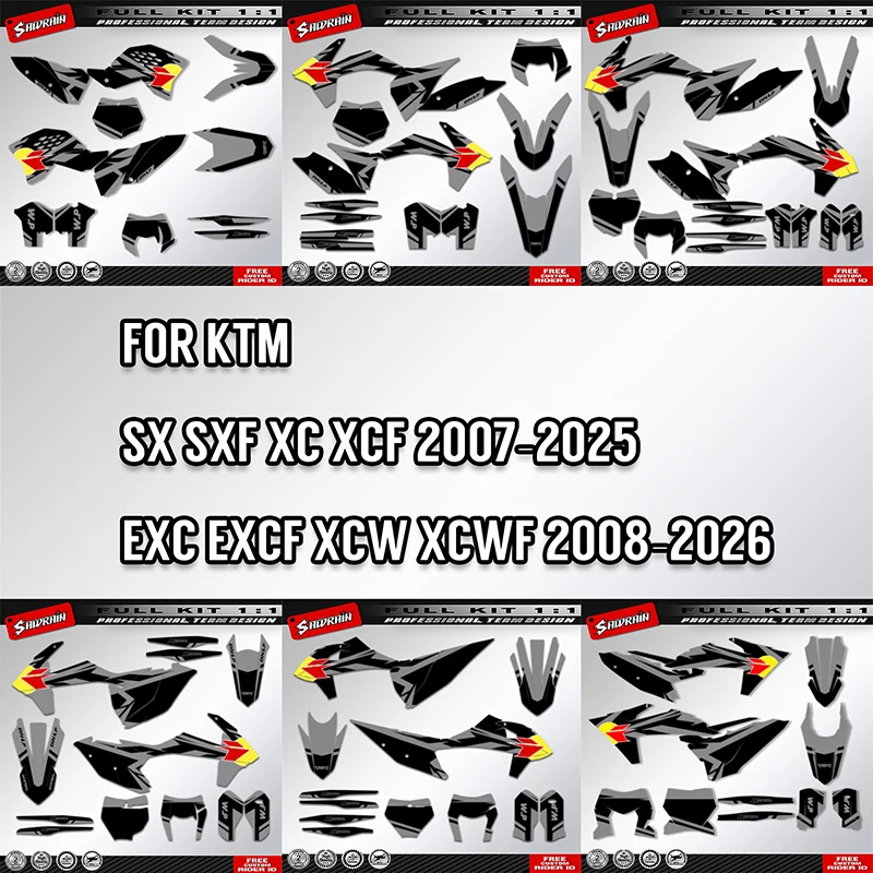 

Наборы наклеек на фоне с графикой Sawrain для SX SXF 2007-2025 EXC EXC-F XCW 2008-2026 KTM