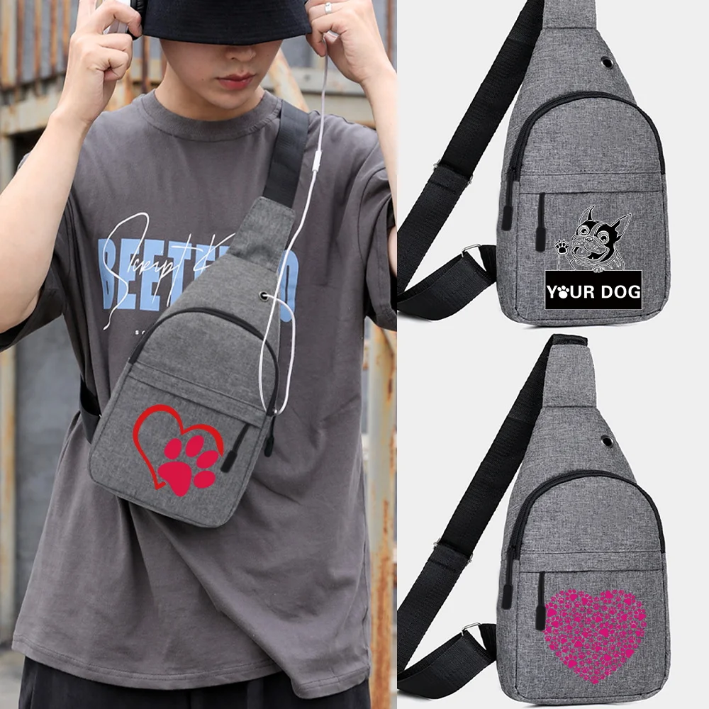 

Outdoor Chest Bag Men Short Trip Travel Carry Pack Jogging Zip Fanny Pack Pouch Footprints Print Phone Bag Fashion Waist Bag