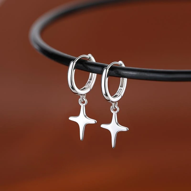 

925 Sterling Silver star Earrings Temperament Simple Inlaid for Women Wedding Jewelry Accessories