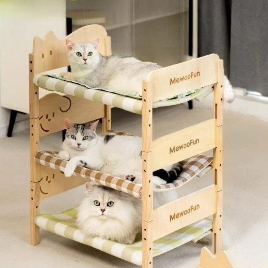 

Wooden Pet Beds Summer Cat Bed Kitten Hammock Sturdy Solid Wood Puppy Small Dog Bed Multiple Beds Can be Stacked for Many Cats