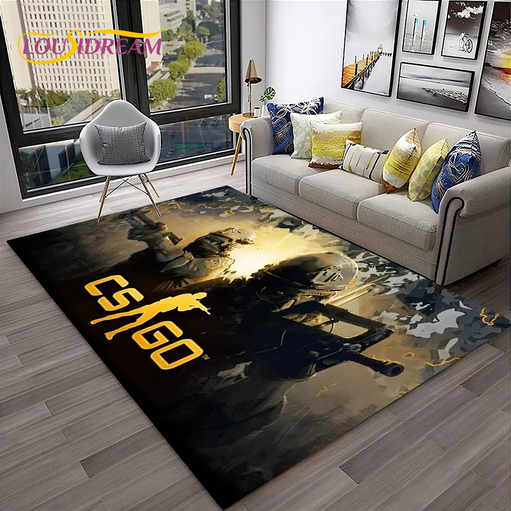 3D CS GO Game,Counter Strike Gamer Carpet Rug for Home Living Room Bedroom Sofa Doormat Decor,kids Area Rug Non-slip Floor Mat