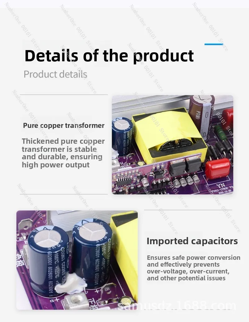 220V Outdoor Mobile Power Supply High Power 300w500w2000W3000W Pure Sine Wave Inverter Motherboard