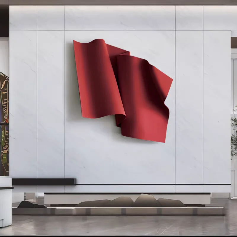 %S_ Metal Crafts Modern Art Custom Color Size 3D Decorative Irregular Ribbon Abstract Metal Wall Hanging Interior Decoration