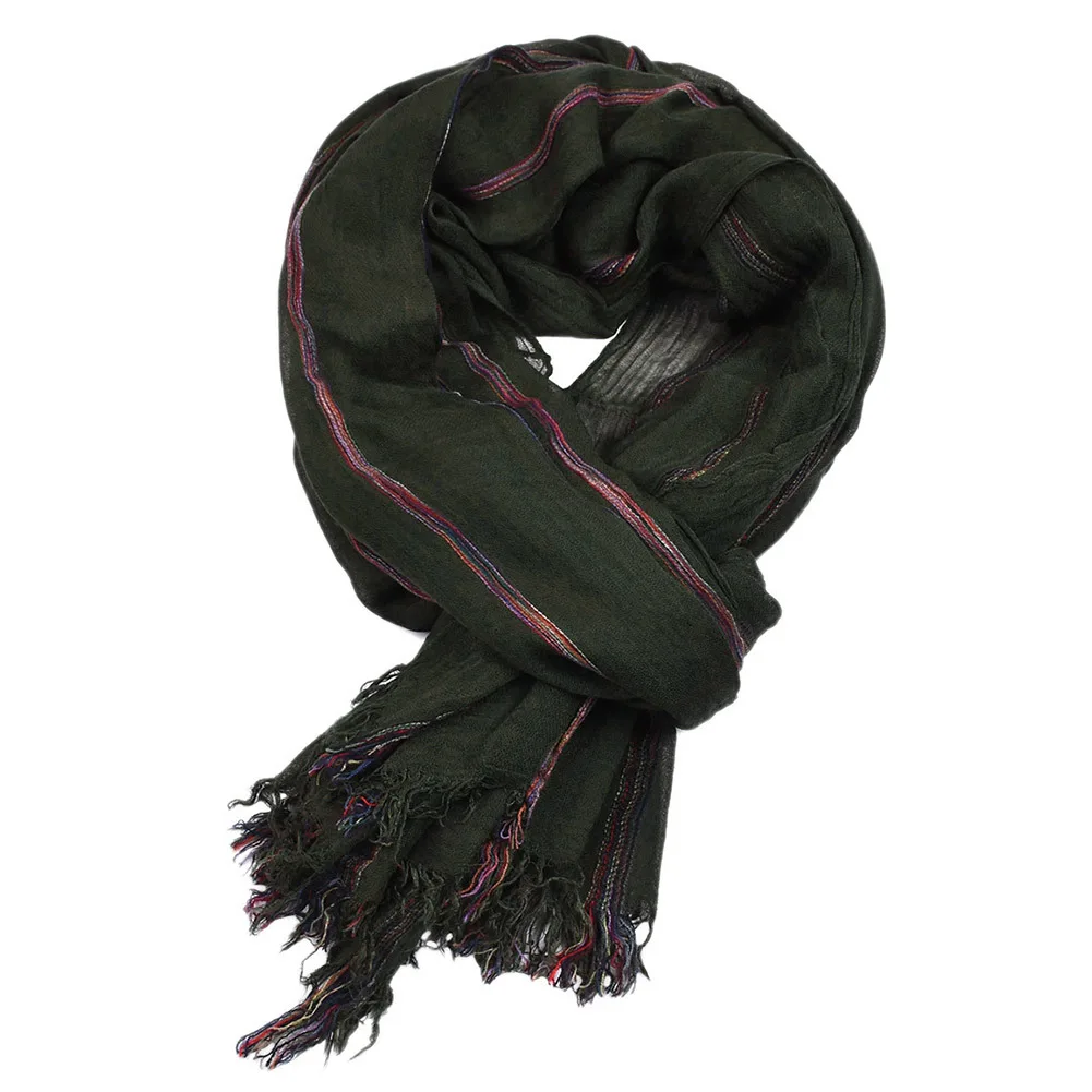 Sciarpa da uomo a righe in lino di cotone autunno inverno sciarpe da uomo Warm Pashmina Neackerchief scialle moda maschile di marca Bufandas