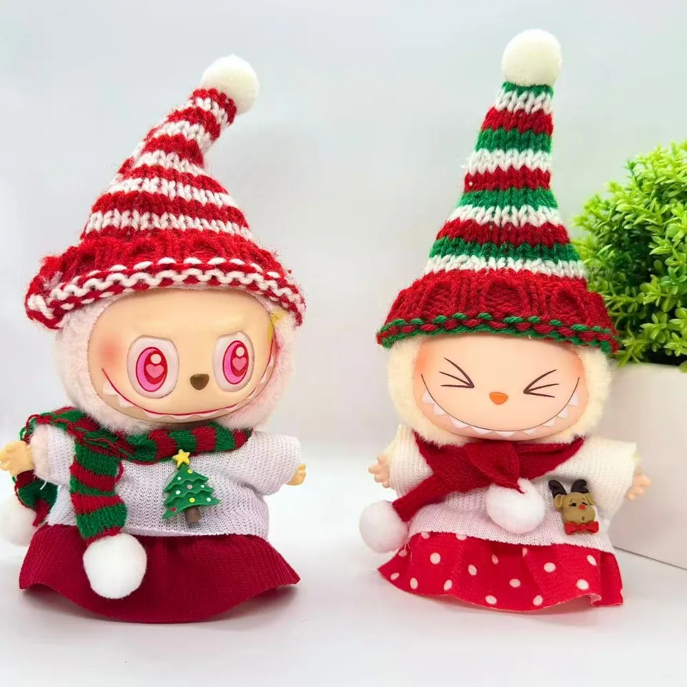 

17cm Cute Mini Plush Doll'S Clothes Outfit Accessories For Korea Kpop Exo Labubu Idol Dolls Christmas Knitted Sweater Kid Gift