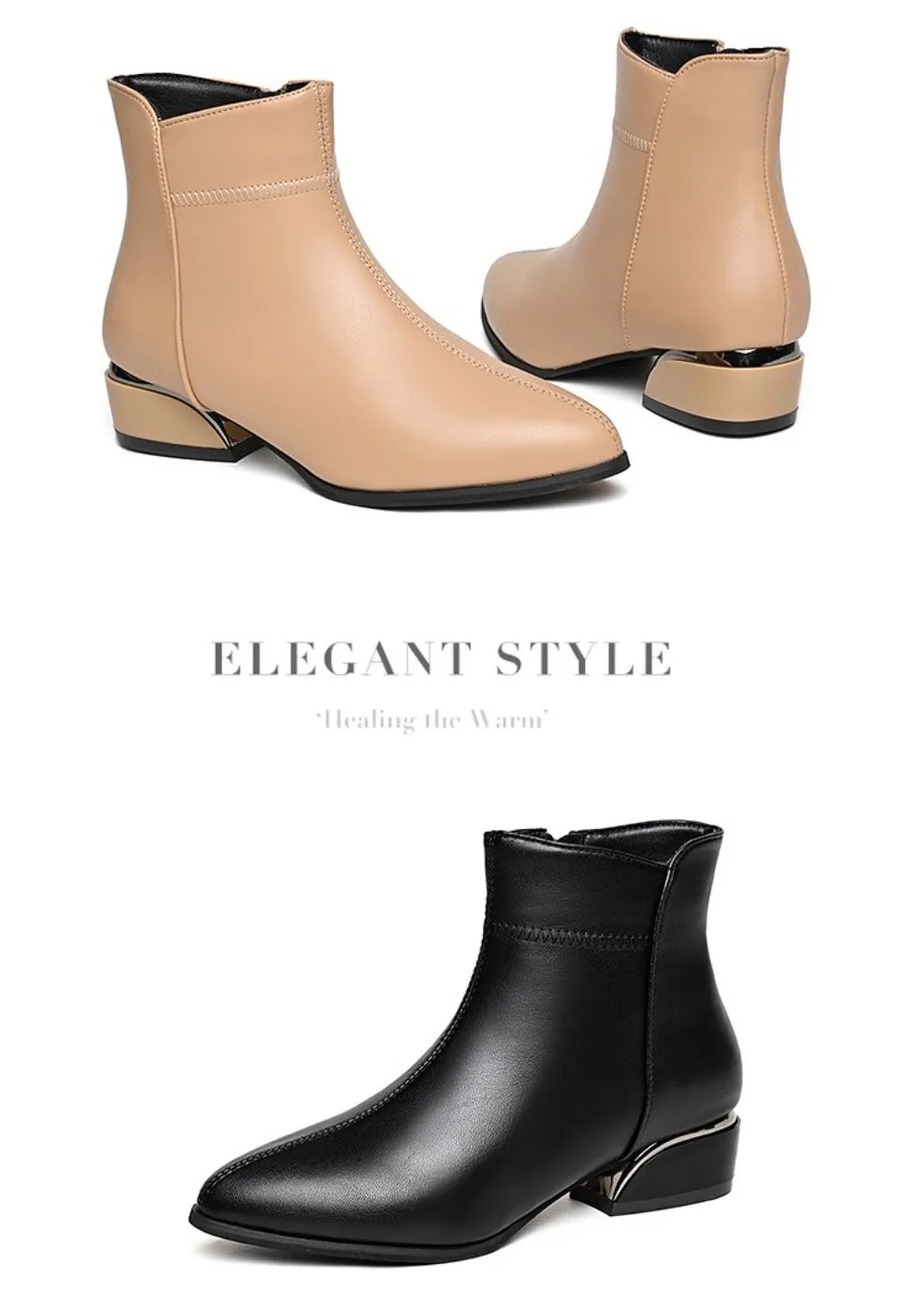 2026 Neue Damenstiefel Mode Lässige Lederstiefel Spitze Formelle Büroschuhe für Frauen Reißverschluss-Knöchelstiefel – Detail 8