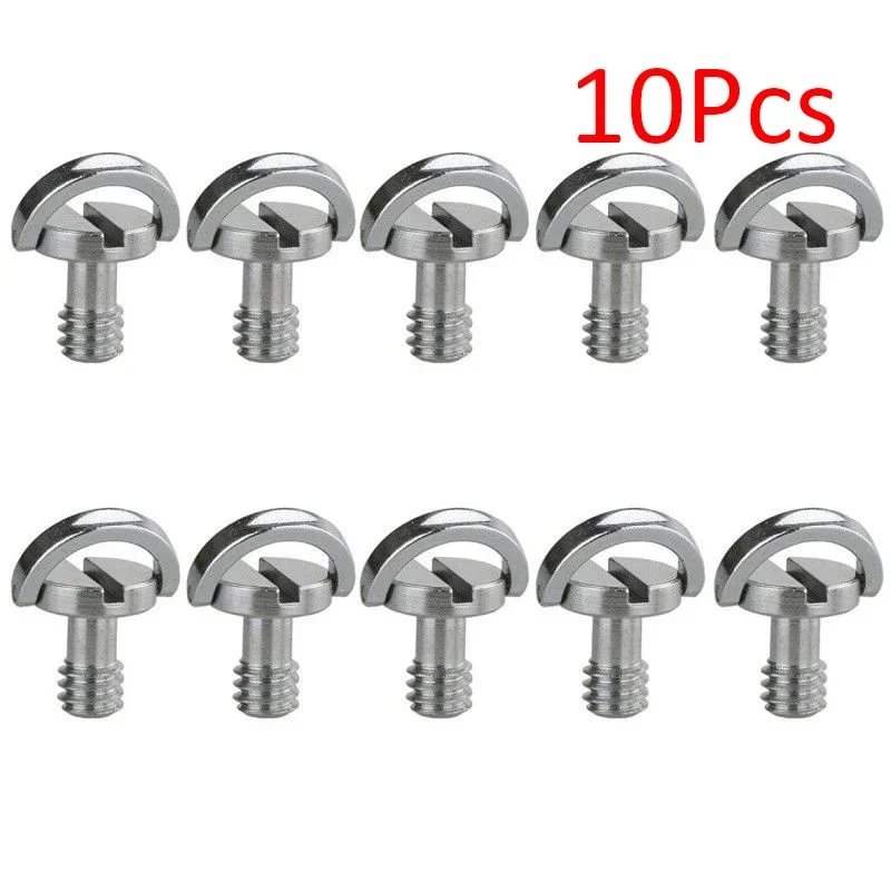 10x Steel 1/4'' D-Ring Screw For Camera Tripod Monopod QuiFor CK Release Plate With Flat-head Screwdriver Slot Hinge 