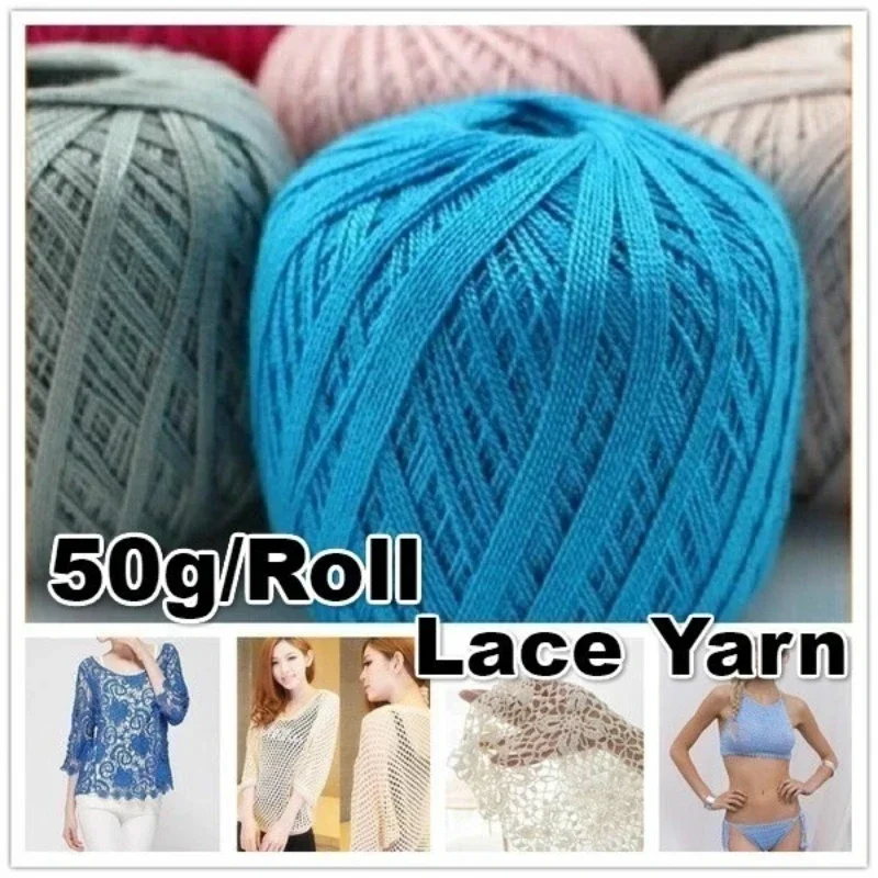 2026 Practical New 50g/1 Roll Lace Crochet Yarn Thin Cotton Thread For Hand Knitting Children Blanket Cloth Yarn Wholesale