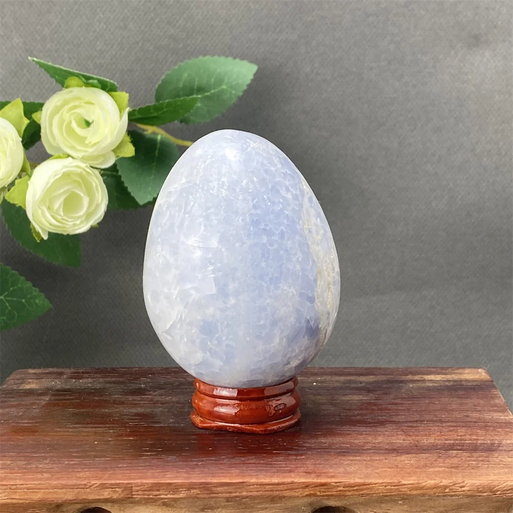 Natural Blue Crystal Egg Polished Specimen for Meditation Yoga Home Decor Gift - Healing Energy Decorative Egg