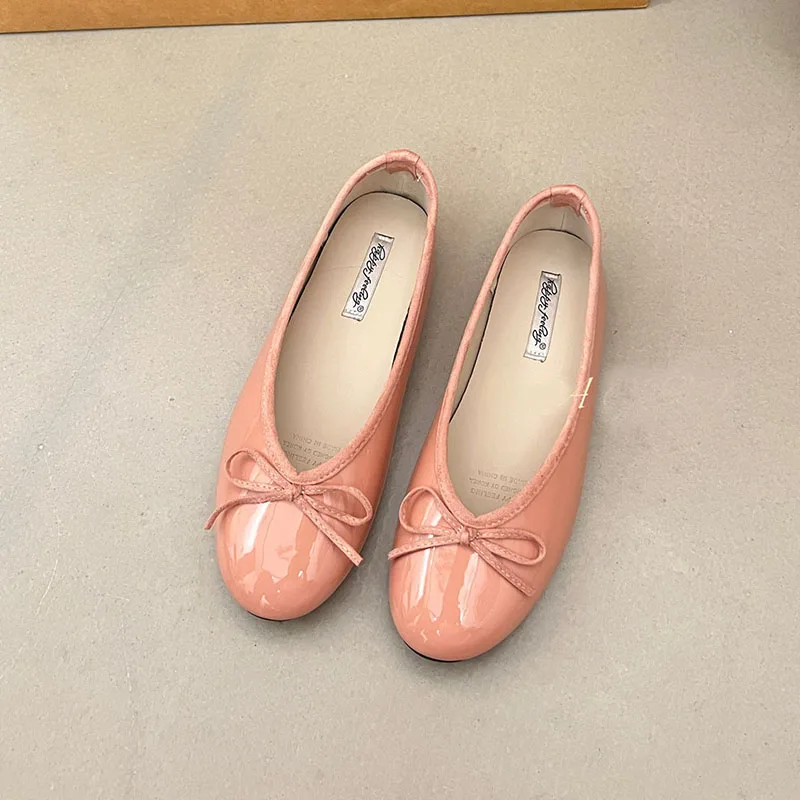 Frühling Herbst Damen Flache Schuhe Ballerinas Schmetterlingsknoten Weiche Modische Runde Zehenpartie Damenschuhe Neu – Detail 4