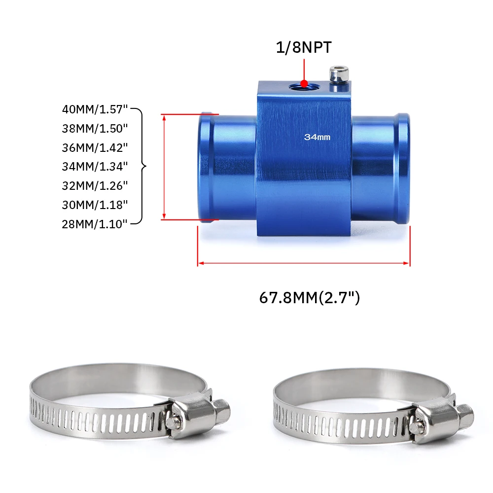 Newest 1 Piece Water Temp Temperature Joint Pipe Sensor Gauge Radiator Hose Adapter Size 26/28/30/32/34/36/38/40mm