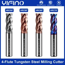 YIFINO Milling Cutter 1.0-20.0mm 4 Flutes Tungsten Steel Carbide Flat End Mills For CNC Metal Machining Endmill Tools