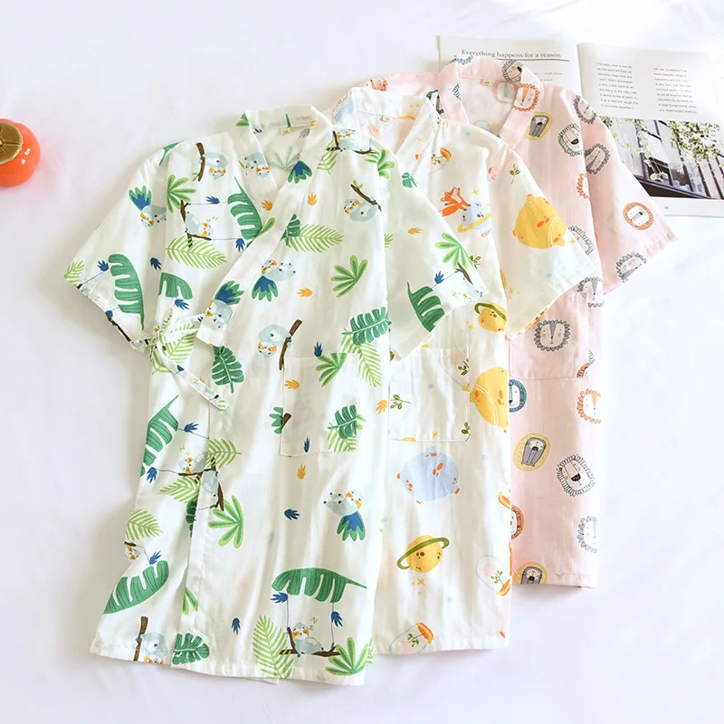 Child Cotton Robe Cute Cartoon Print Kimono Beachgown Girls Shower Robes Loose Home Dressing Gown Sleep Wear Nightwear